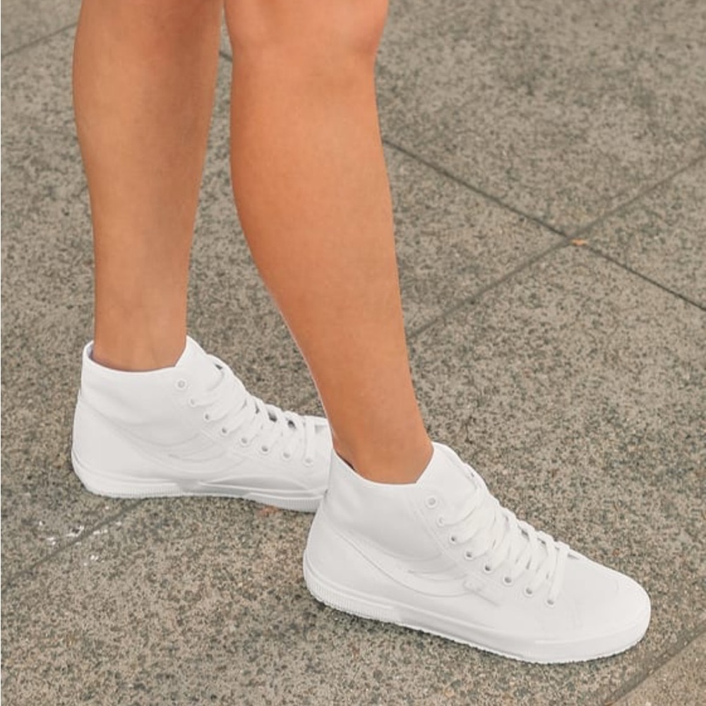 SUPERGA 2295 Swallow Tail Total White Canvas High-Top Sneakers mint 41 sz 10